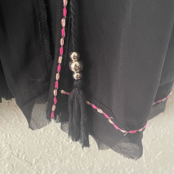 Love Stitch Boho Black Embroidered Kimono NWT S/M - Picture 7 of 15